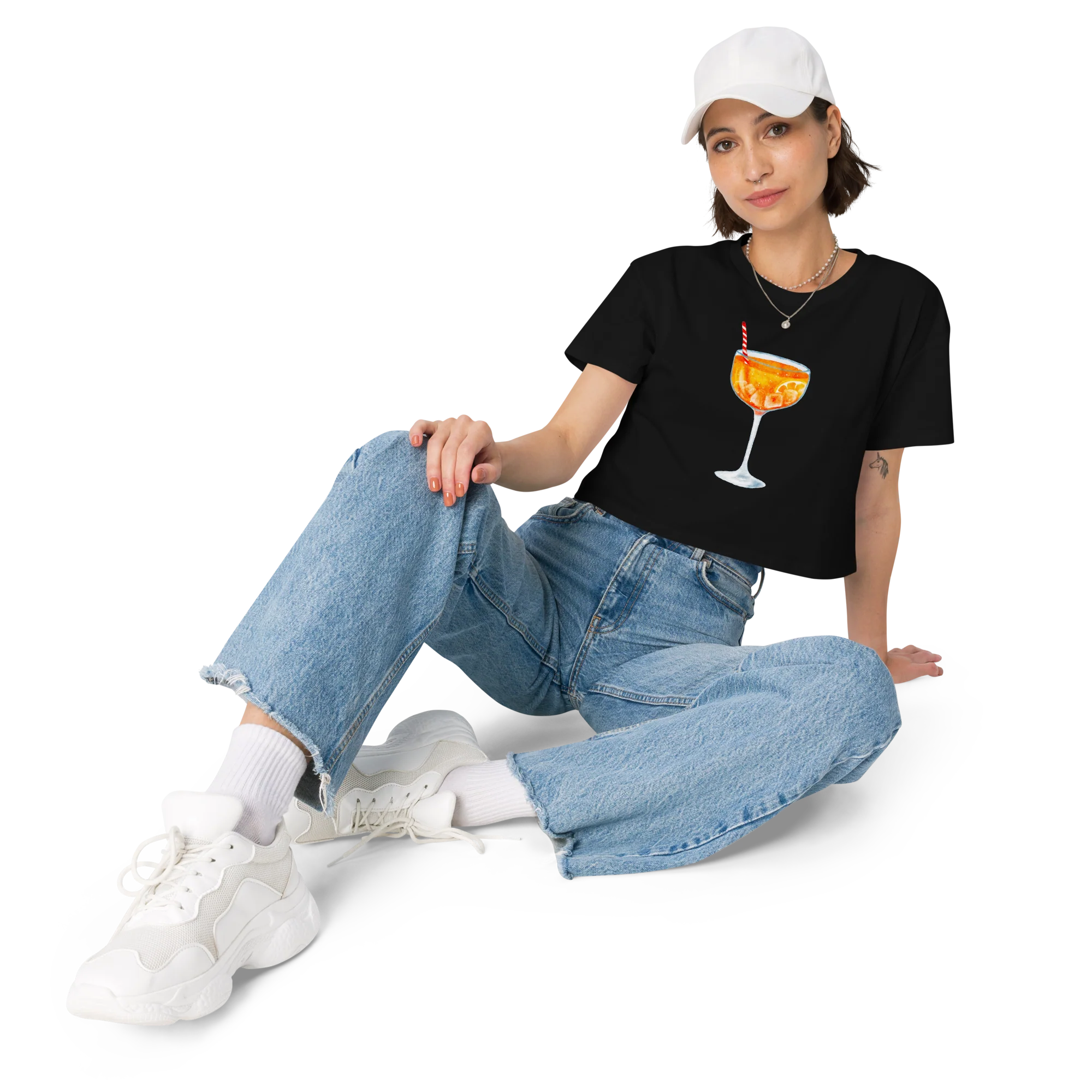 Aperol Spritz Watercolor Crop Tee - Image 6