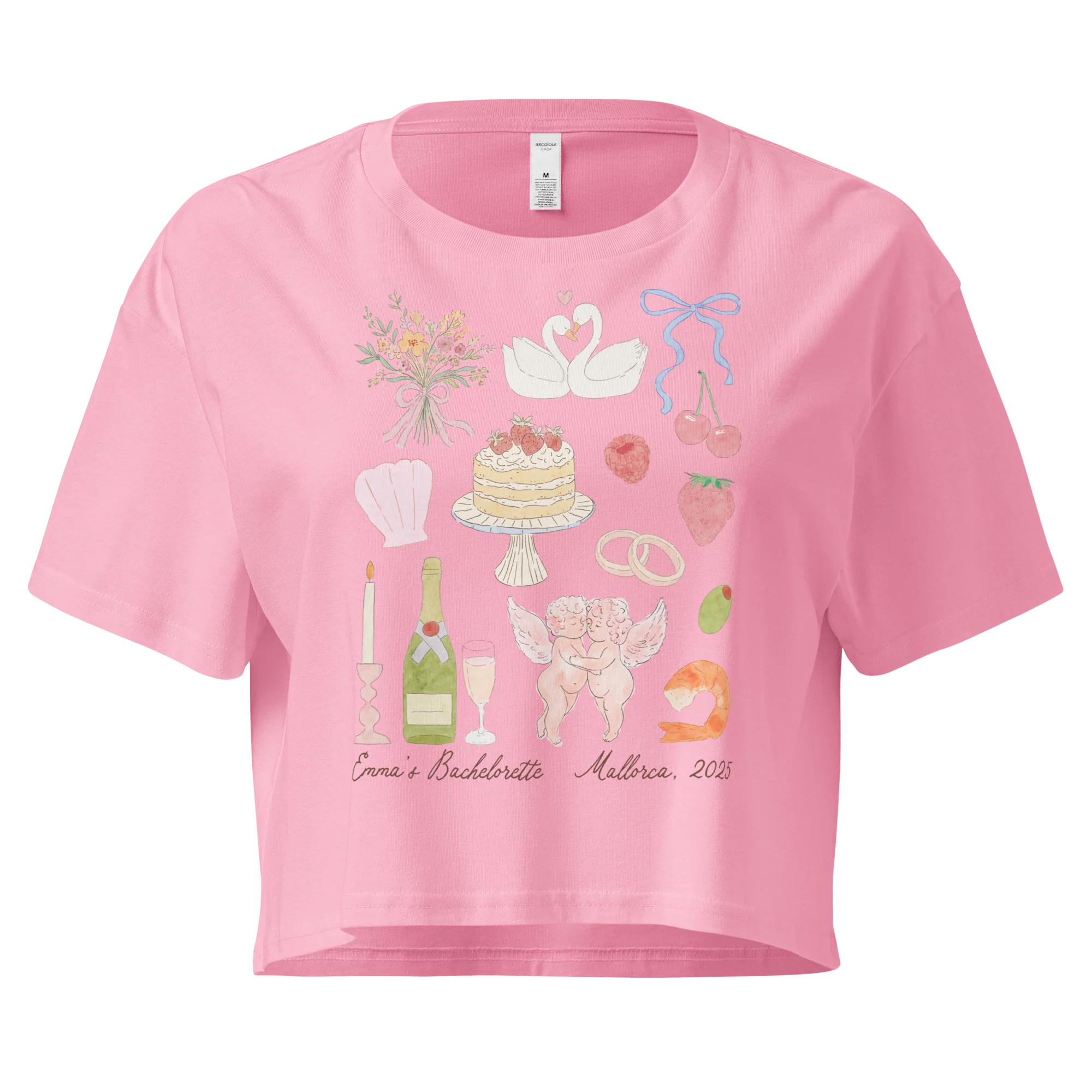 CUSTOM Bachelorette Party Trip Watercolor Crop Tee - Image 6