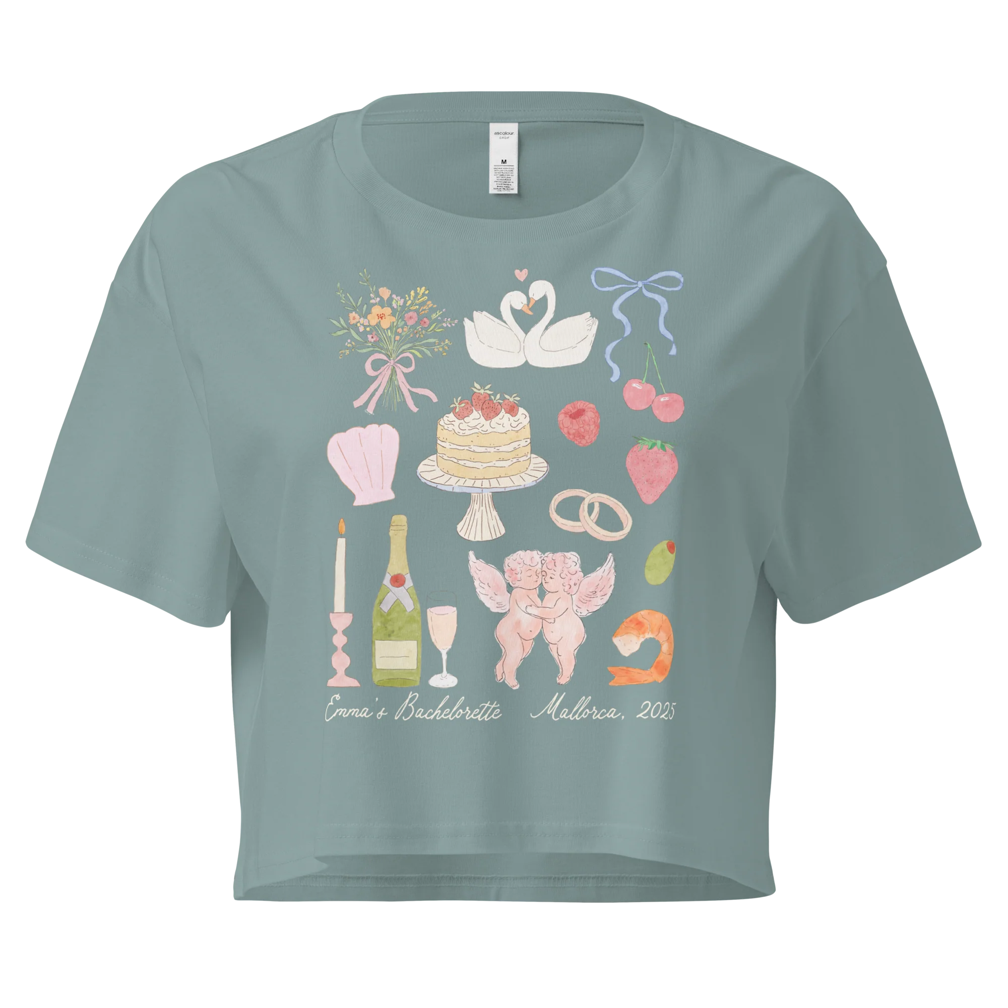 CUSTOM Bachelorette Party Trip Watercolor Crop Tee - Image 7