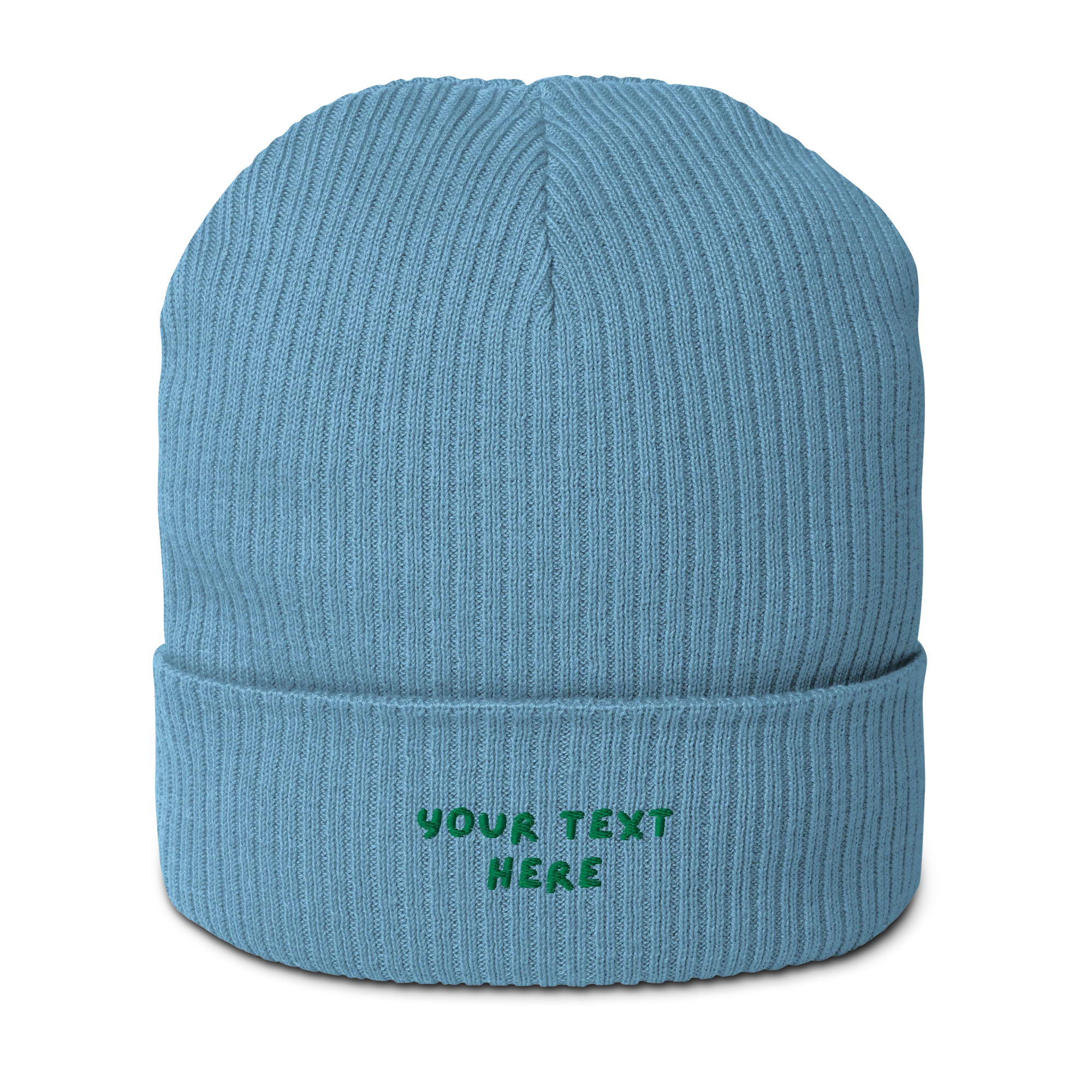 CUSTOM Text Playful Embroidered Organic Ribbed Beanie - Image 3