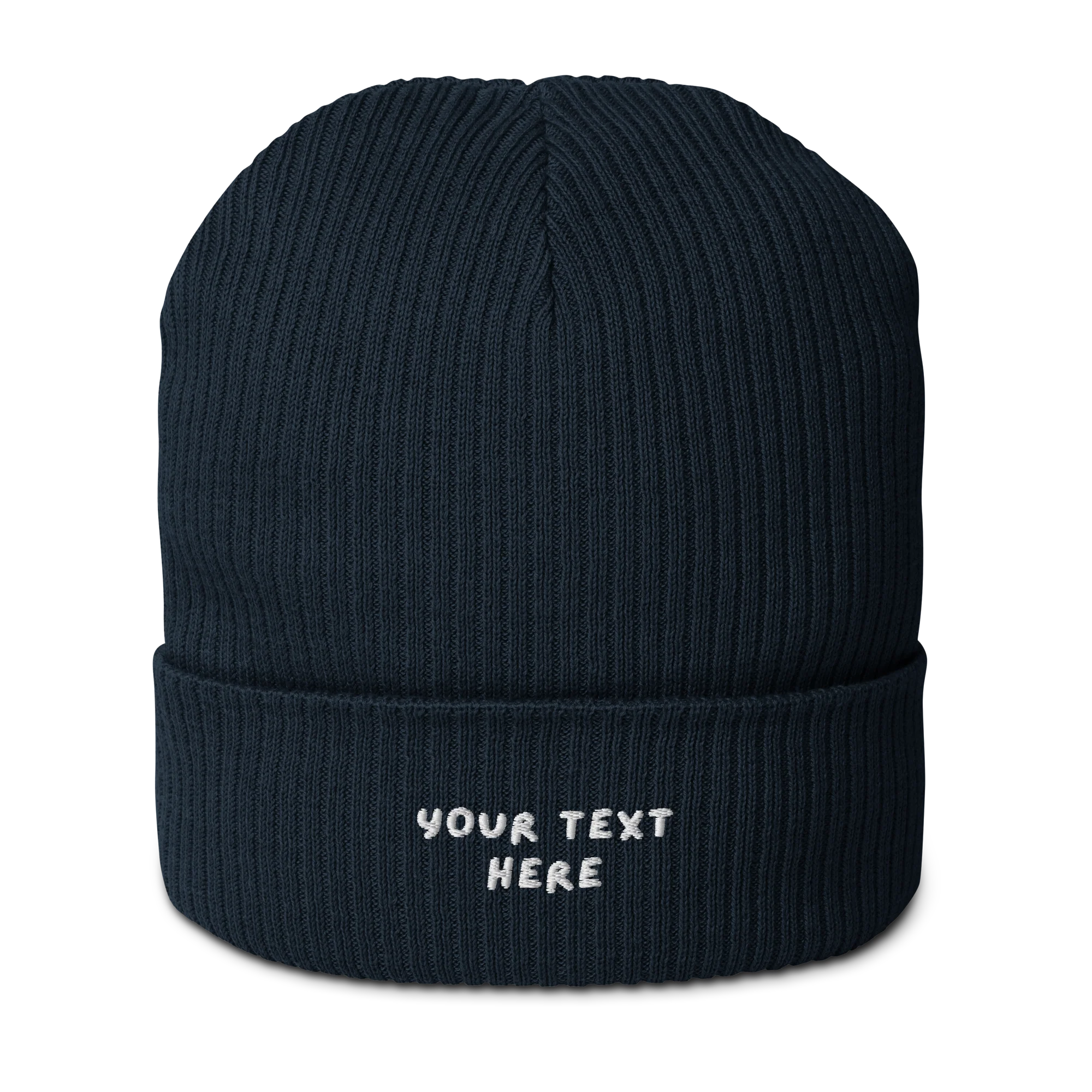 CUSTOM Text Playful Embroidered Organic Ribbed Beanie - Image 4