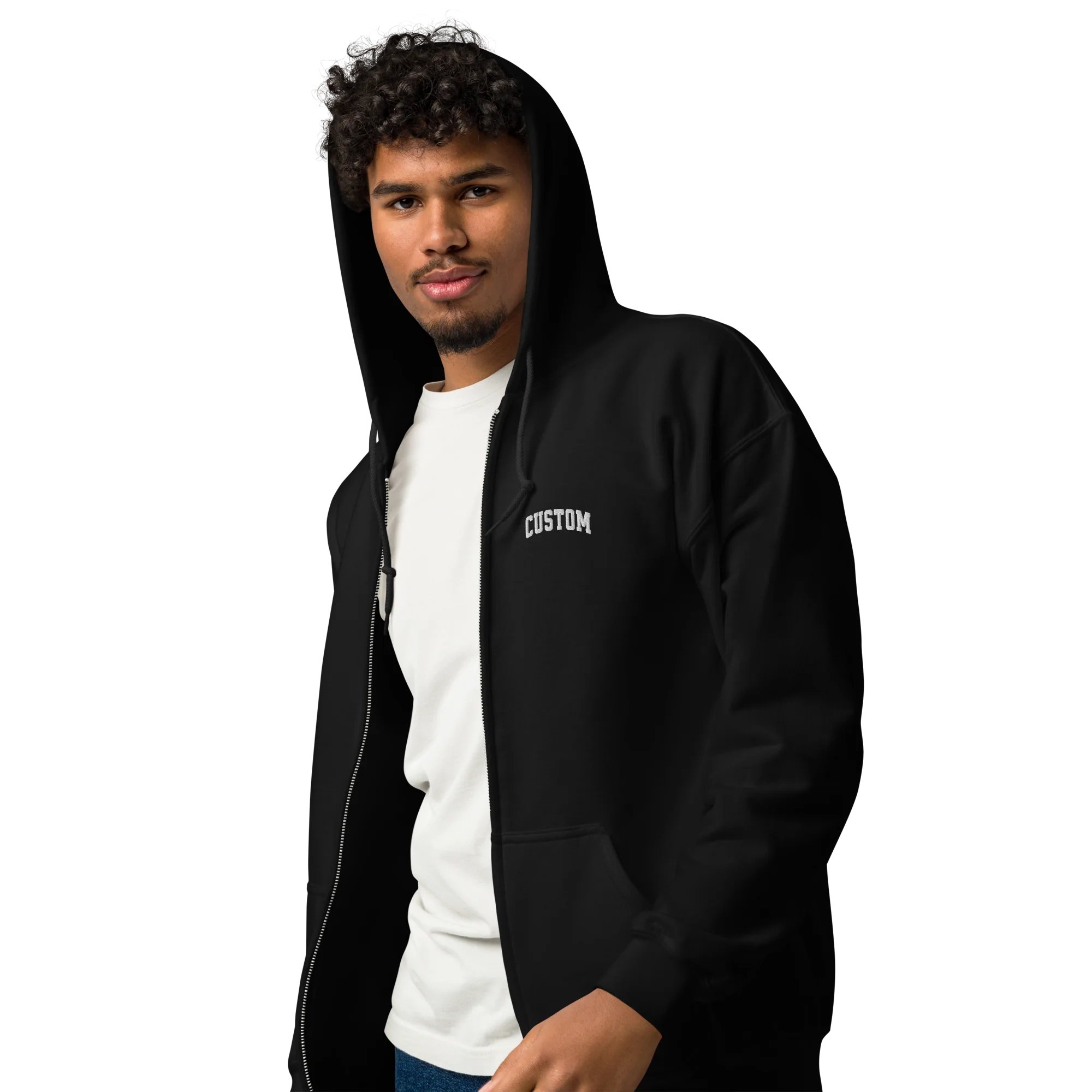 CUSTOM Varsity Font Embroidered Zip-Up Hoodie - Image 2