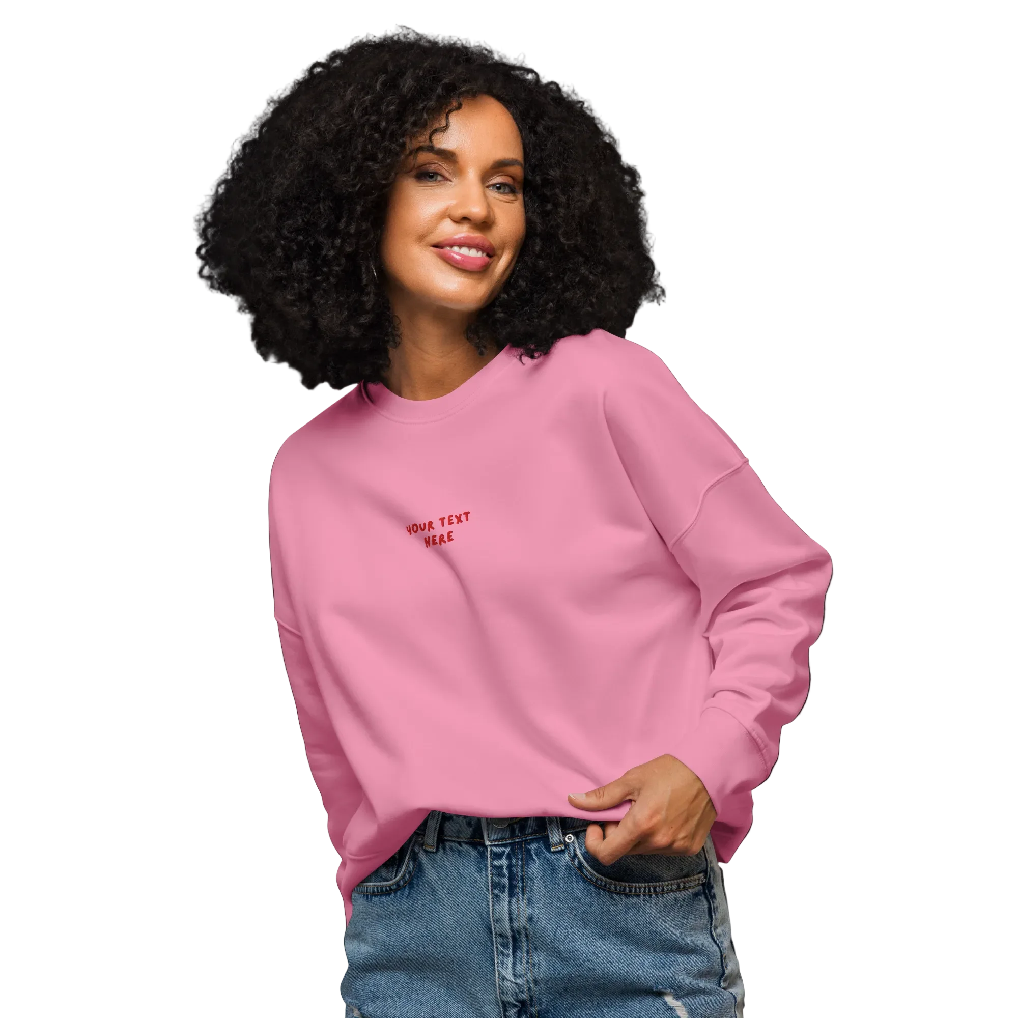 CUSTOM Your Text Playful Embroidered Women’s Organic Sweatshirt - Image 2