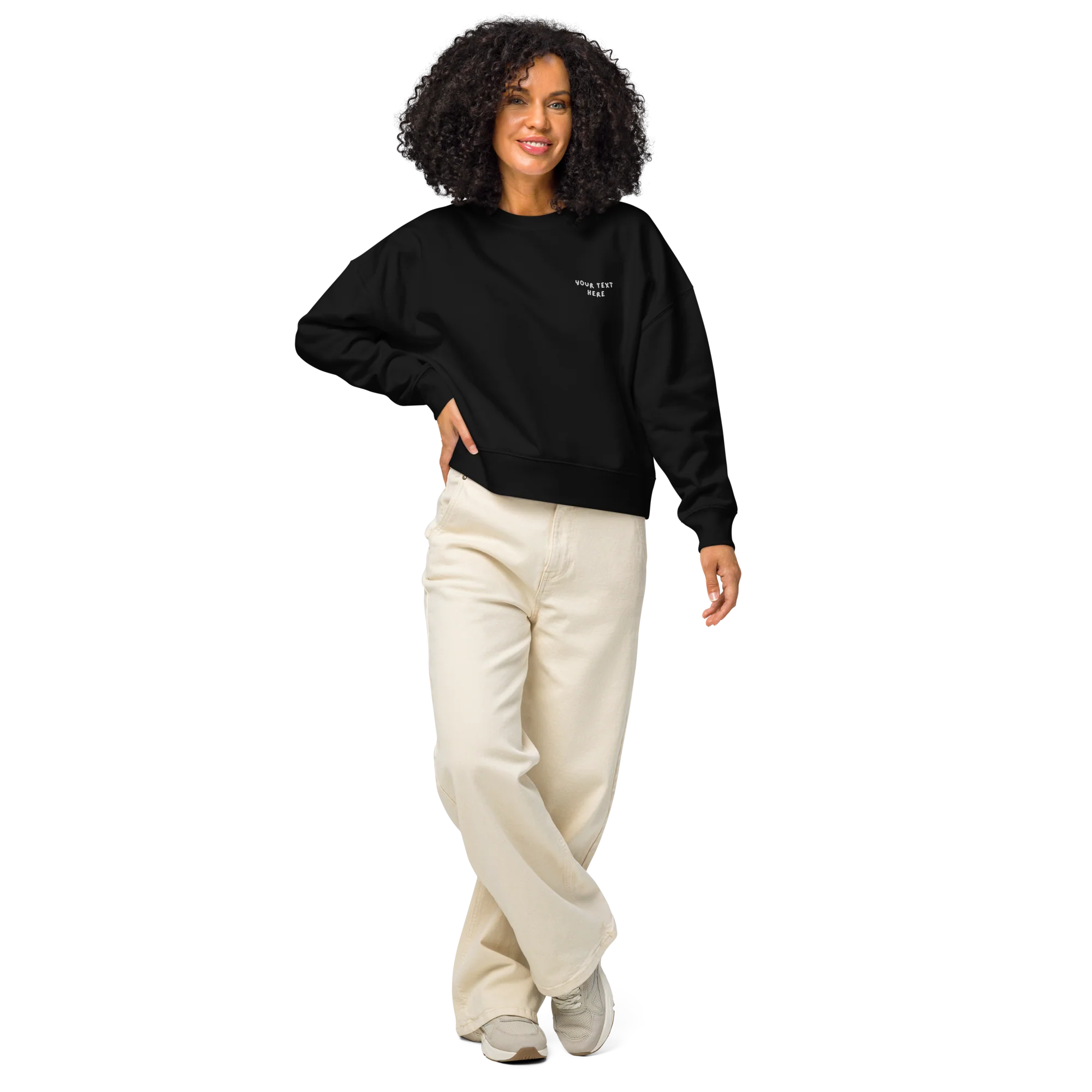 CUSTOM Your Text Playful Embroidered Women’s Organic Sweatshirt - Image 6