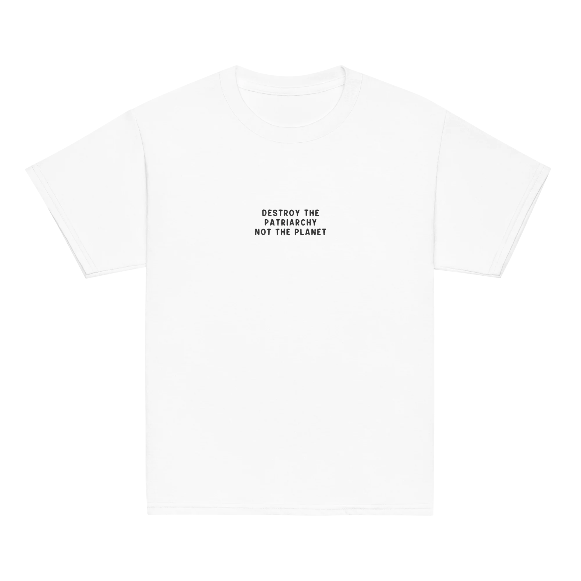 Destroy The Patriarchy Not The Planet Embroidered Baby Tee - Image 5