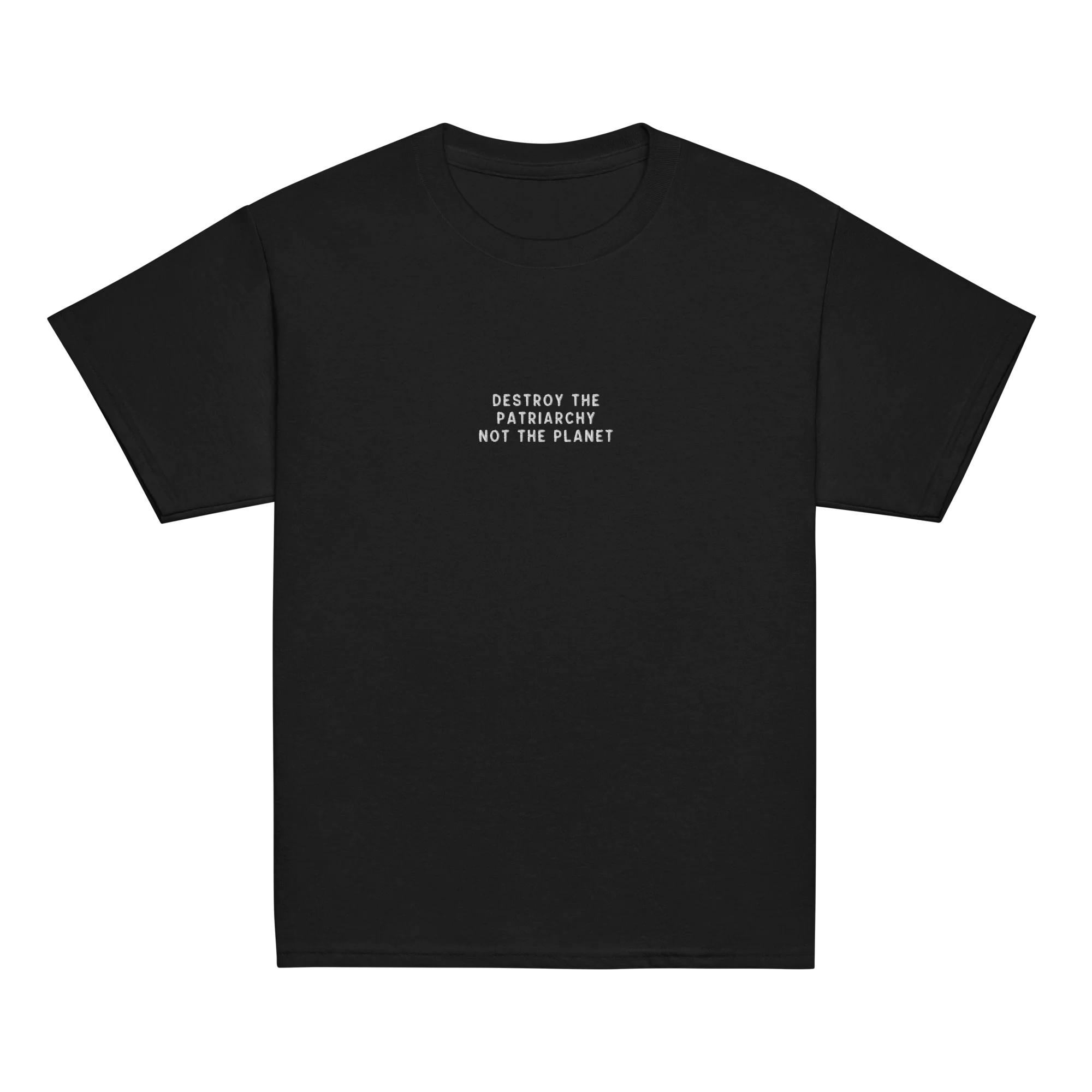 Destroy The Patriarchy Not The Planet Embroidered Baby Tee - Image 8