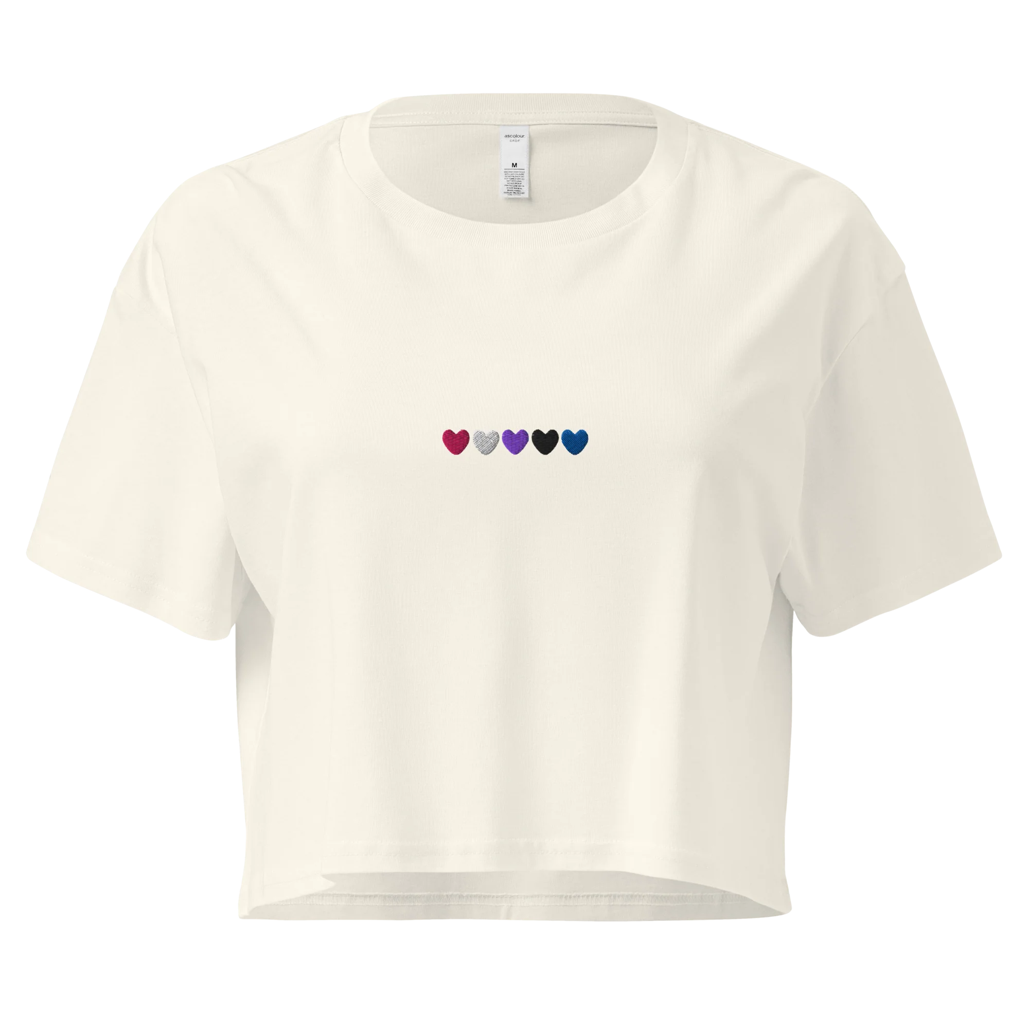 Gender Fluid Hearts Pride Embroidered Crop Tee