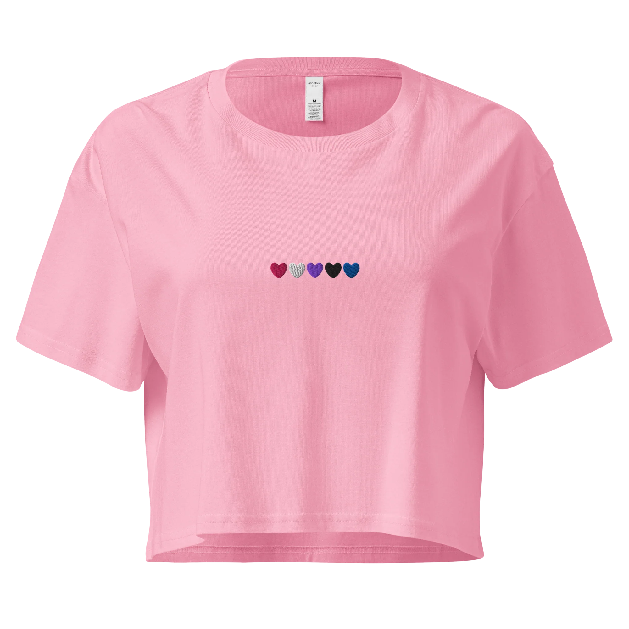 Gender Fluid Hearts Pride Embroidered Crop Tee - Image 3