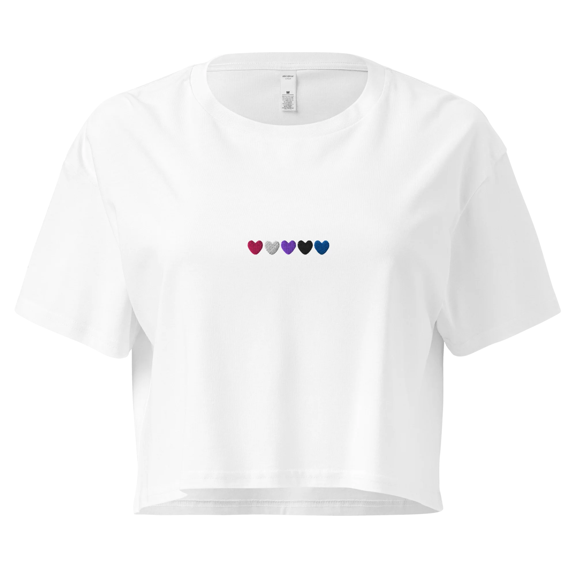 Gender Fluid Hearts Pride Embroidered Crop Tee - Image 4