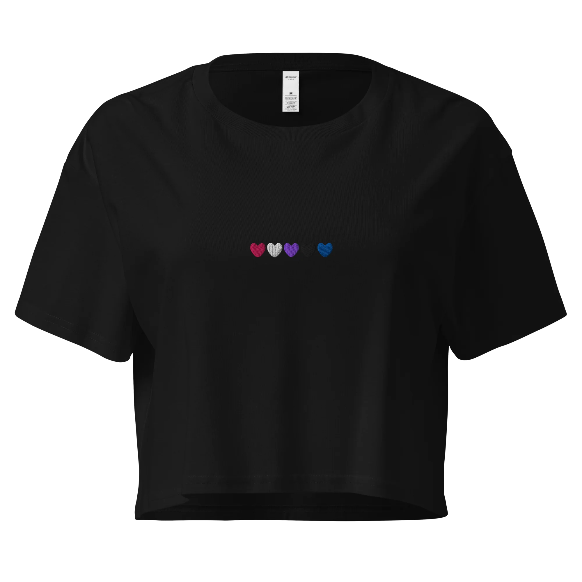 Gender Fluid Hearts Pride Embroidered Crop Tee - Image 7