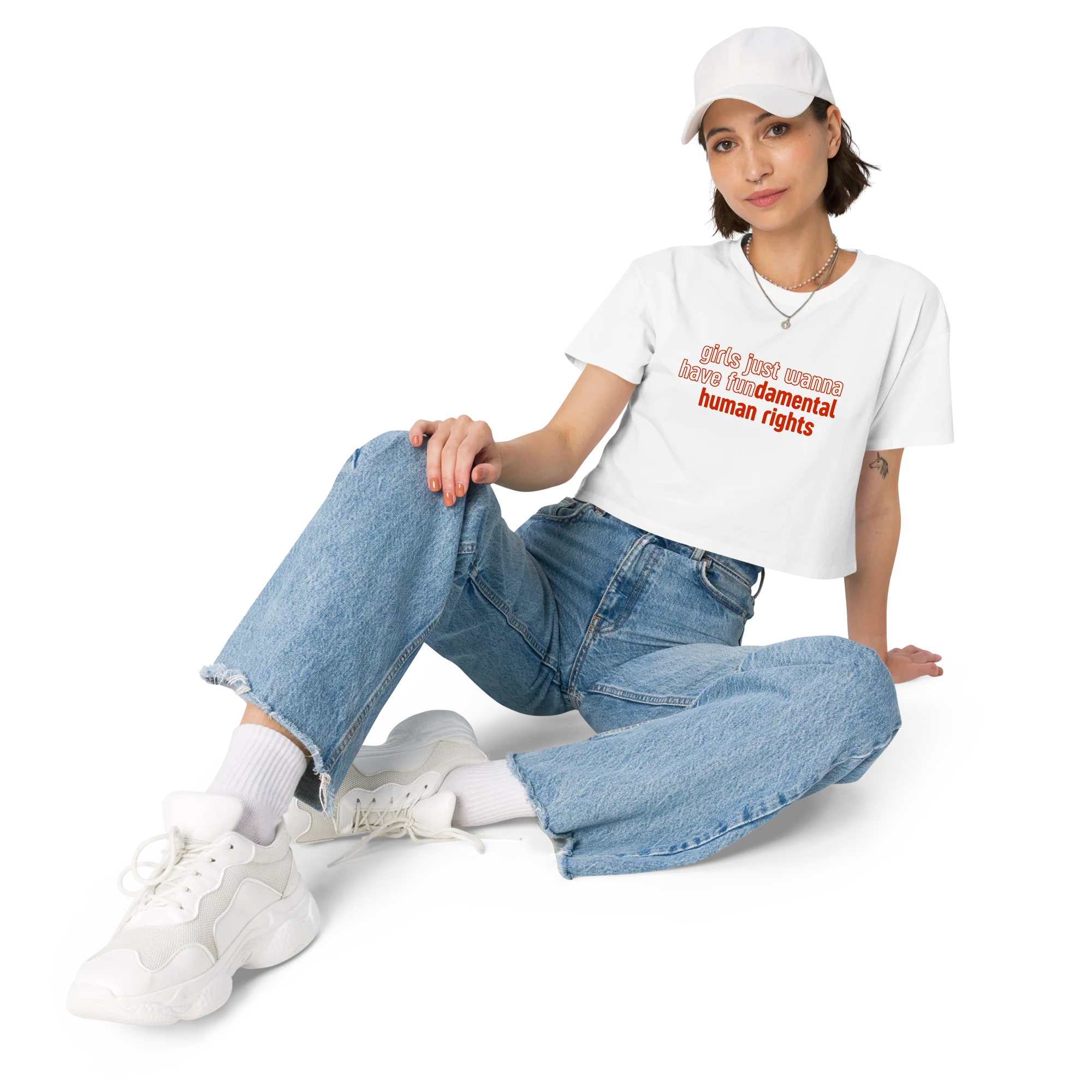 Girls Fundamental Human Rights Crop Tee - Image 5