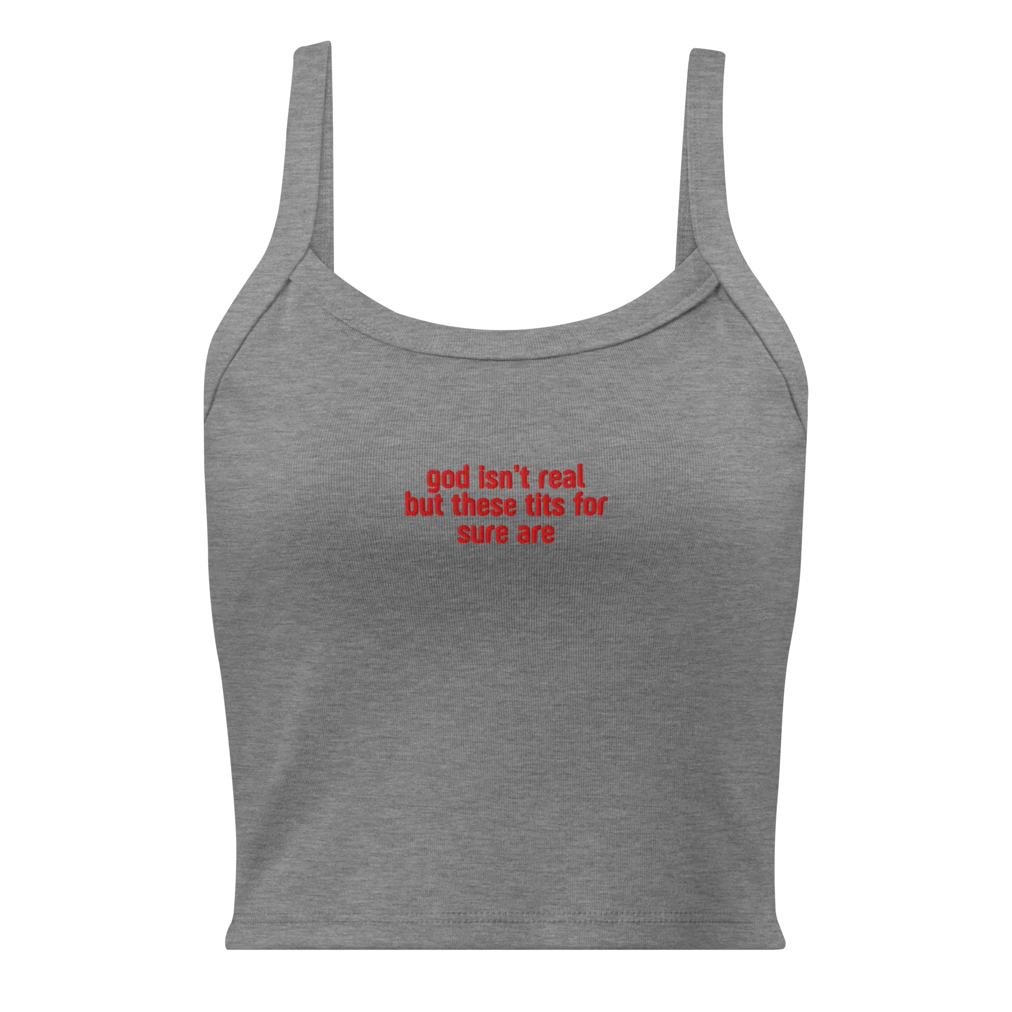 God Isn't Real but These Tits Are Rib Embroidered Tank Top - Image 6