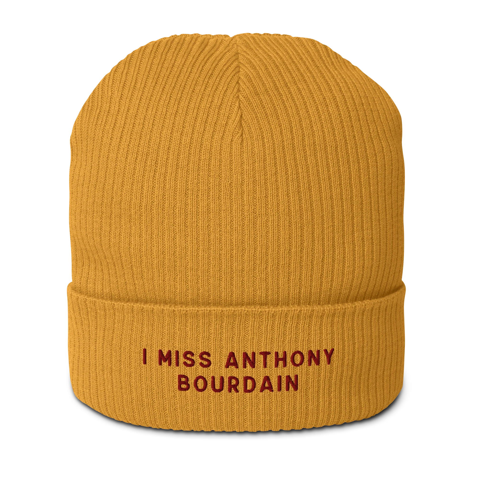 I Miss Anthony Bourdain Embroidered Organic Ribbed Beanie - Image 3