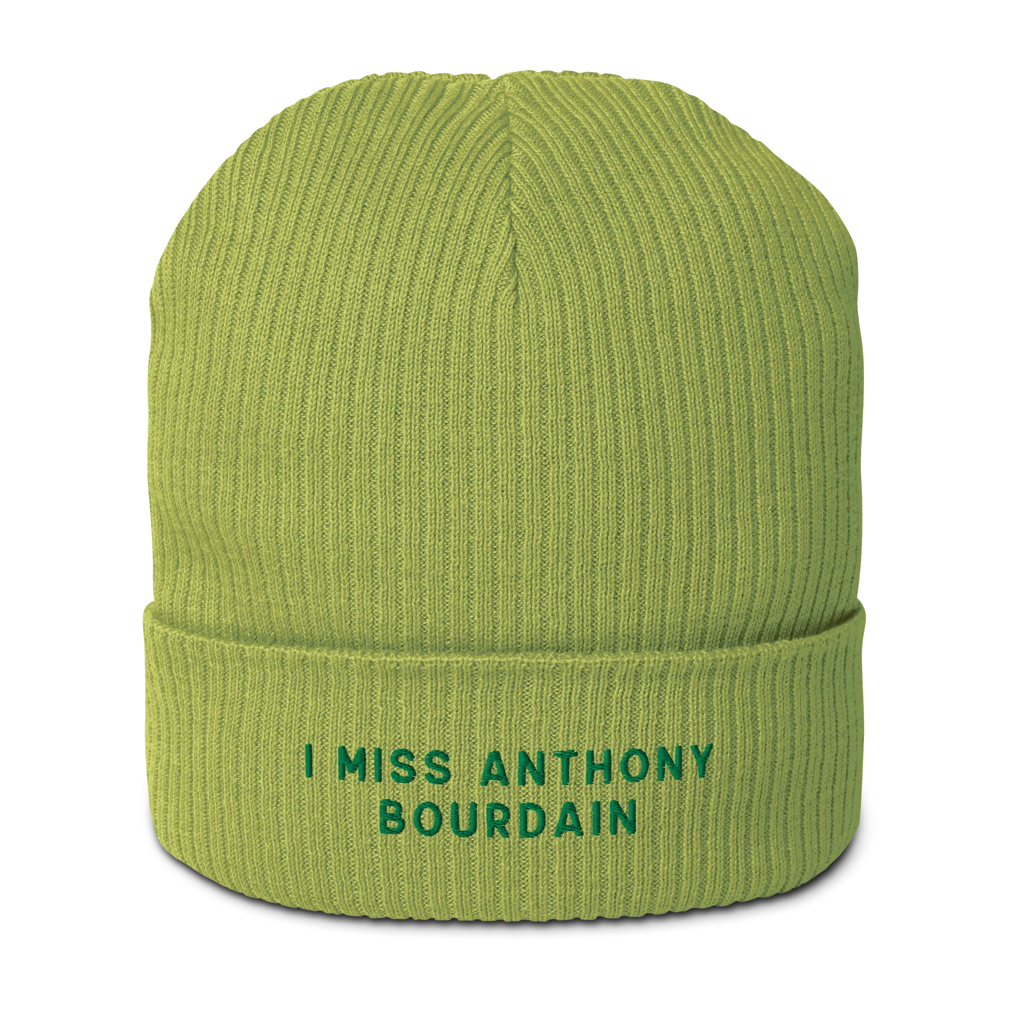 I Miss Anthony Bourdain Embroidered Organic Ribbed Beanie - Image 8
