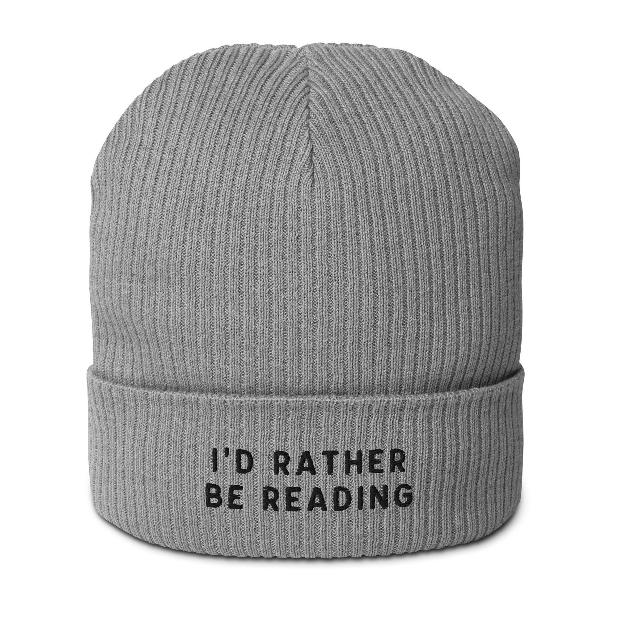 I'd Rather Be Reading Embroidered Organic Ribbed Beanie - Image 5