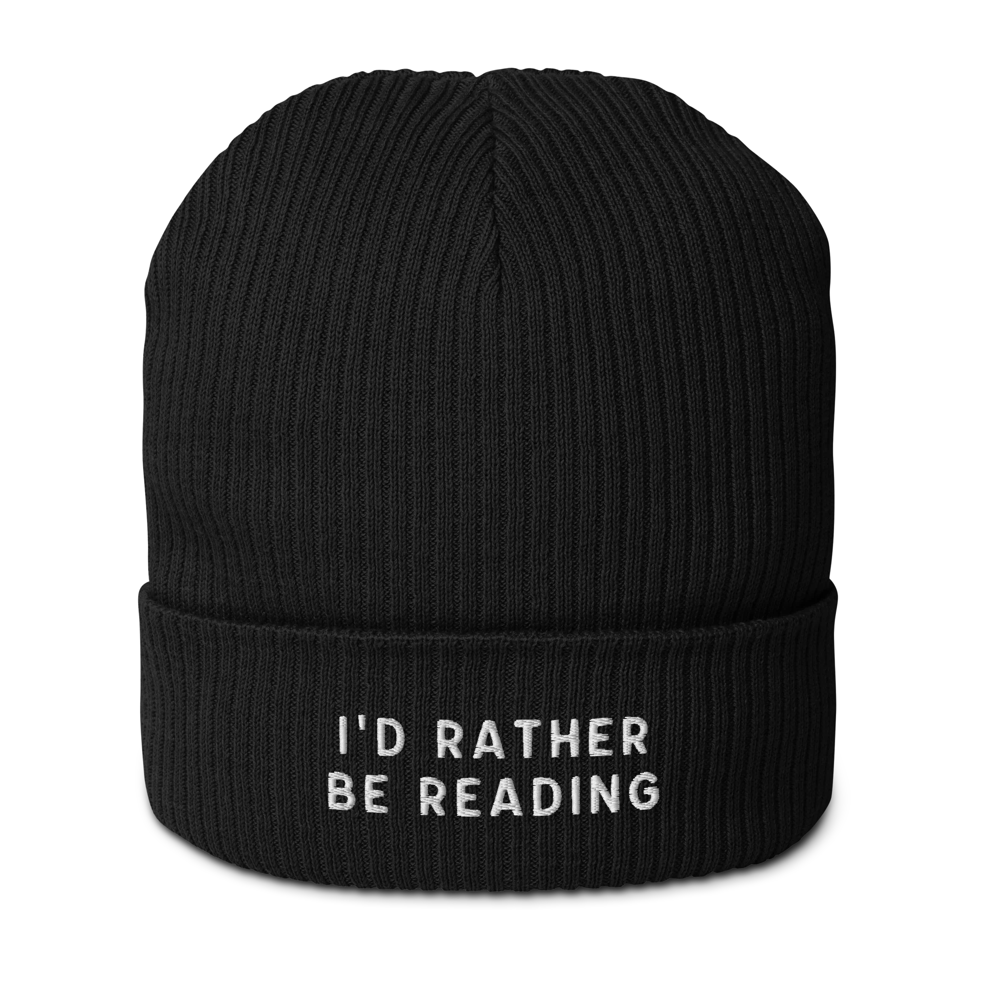 I'd Rather Be Reading Embroidered Organic Ribbed Beanie - Image 8