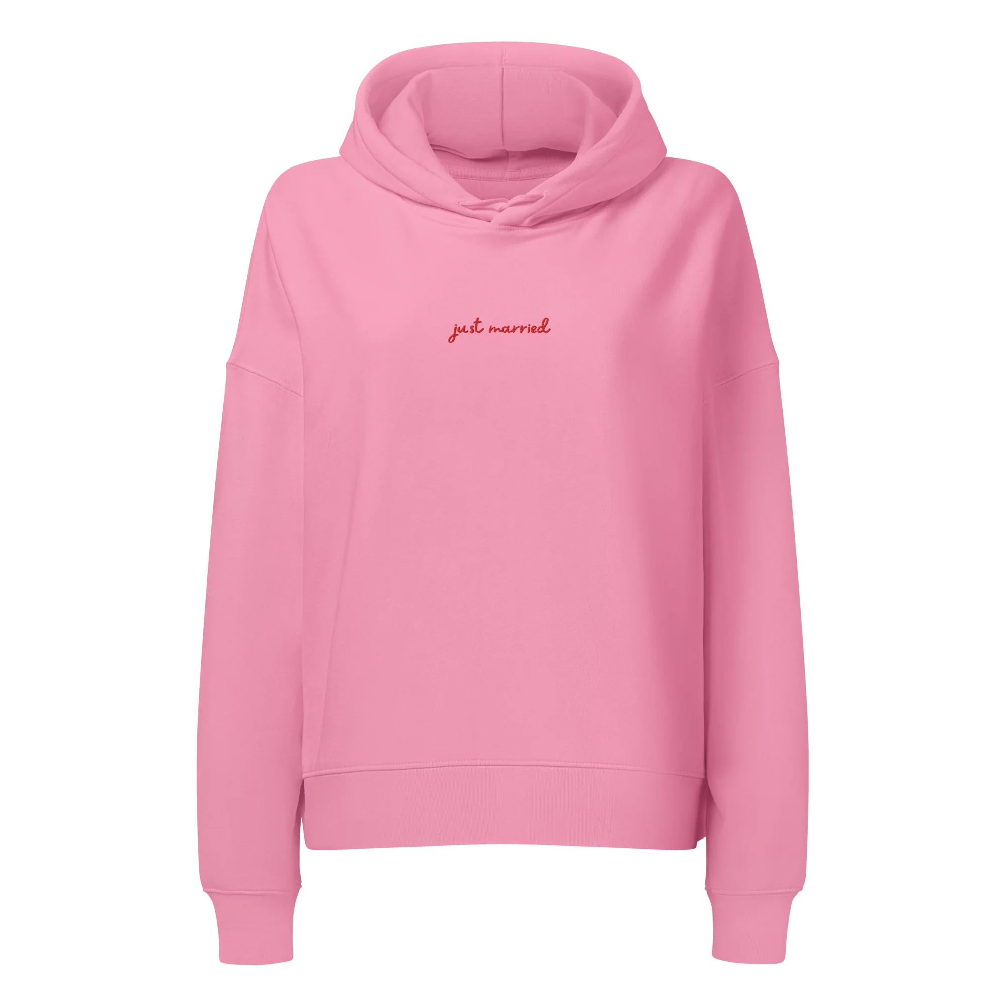 Just Married Newlywed Embroidered Women’s Organic Hoodie - Image 4