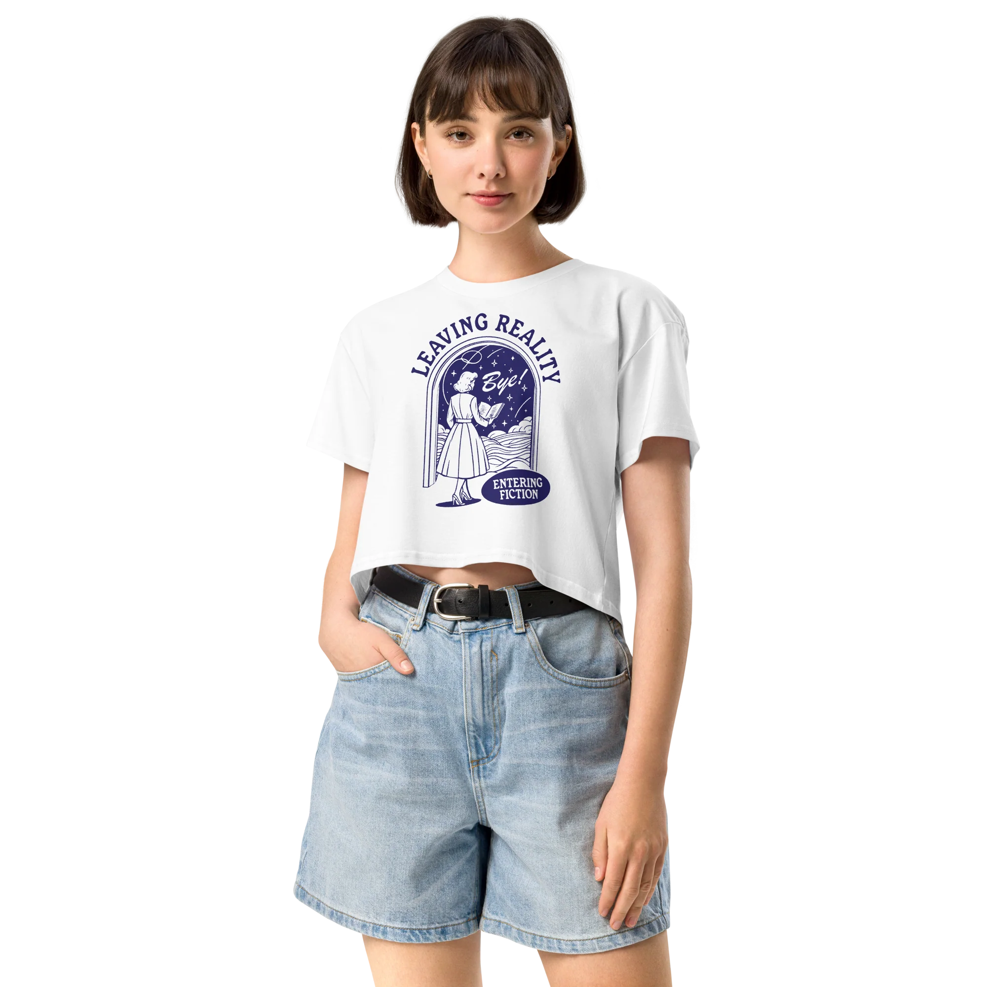 Leaving Reality Entering Fiction Crop Tee - Image 5