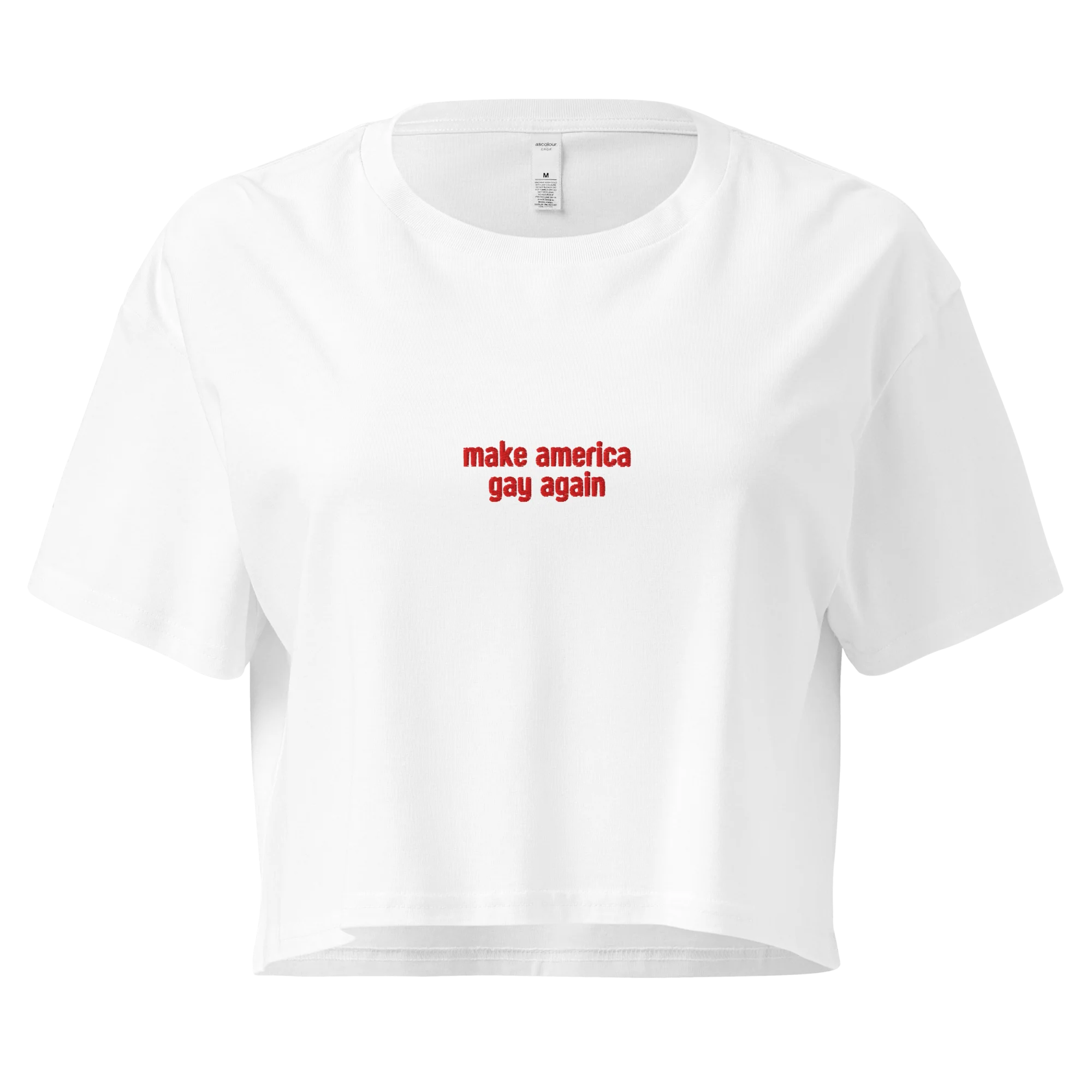 Make America Gay Again Embroidered Crop Tee - Image 4