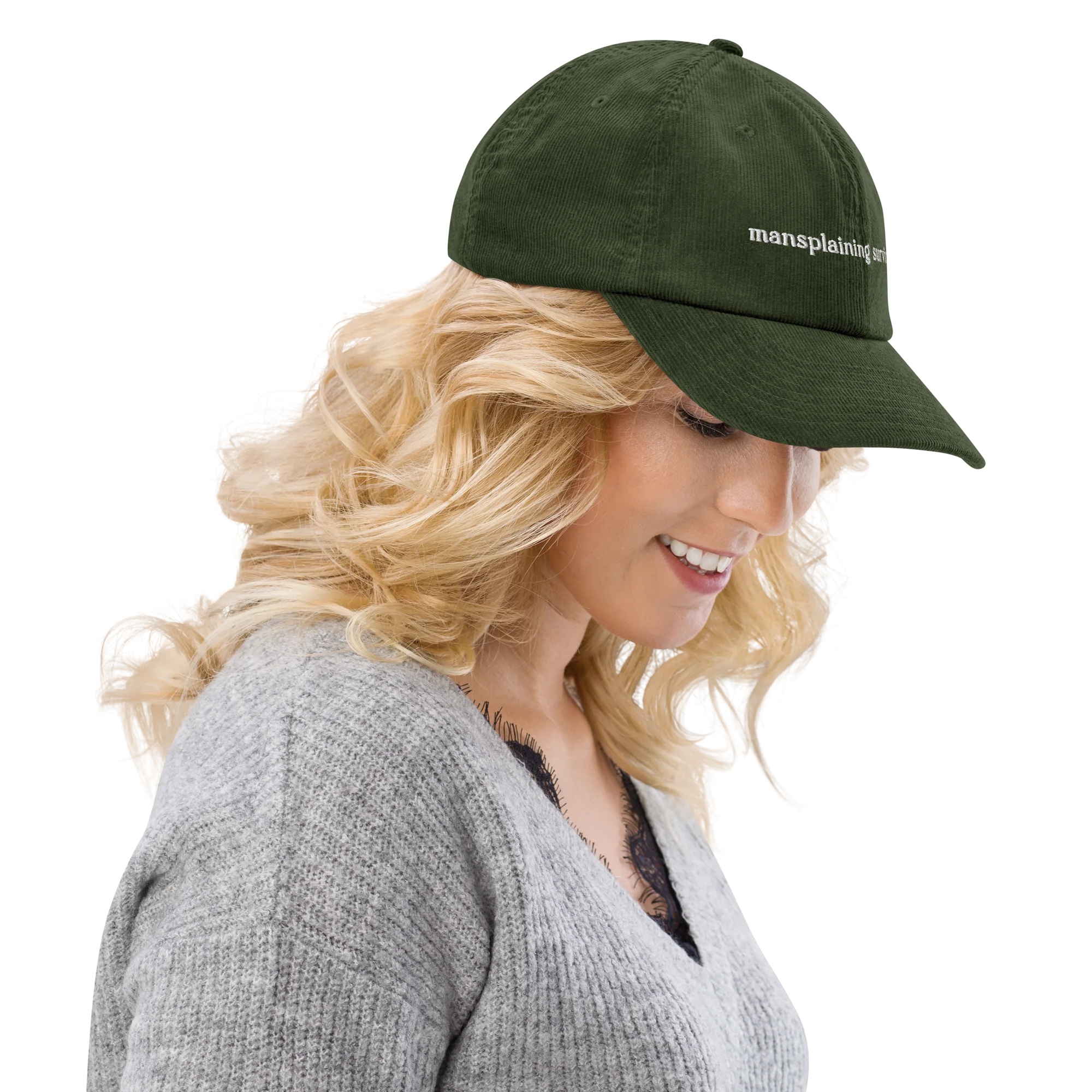 Mansplaining Survivor Embroidered Corduroy Hat - Image 6