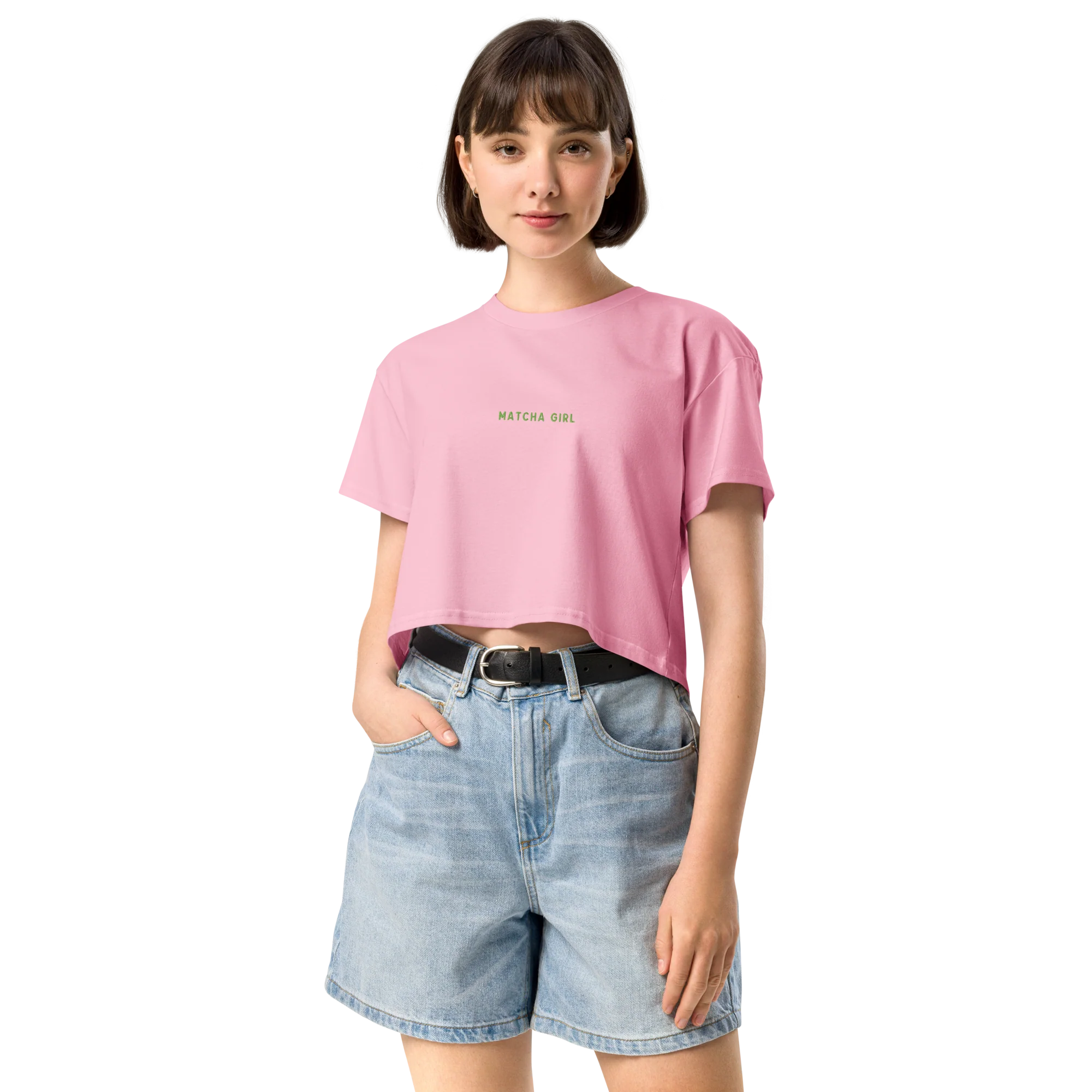 Matcha Girl Embroidered Crop Tee - Image 6