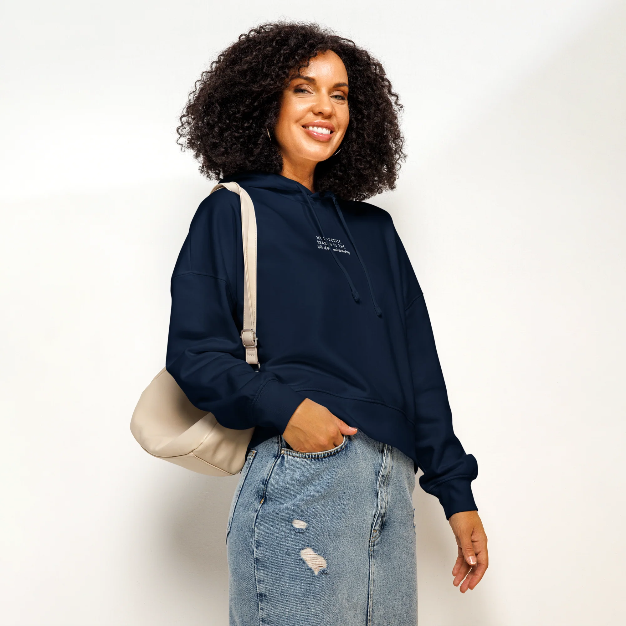 My Favorite Season Fall Patriarchy Embroidered Women’s Organic Hoodie - Image 6