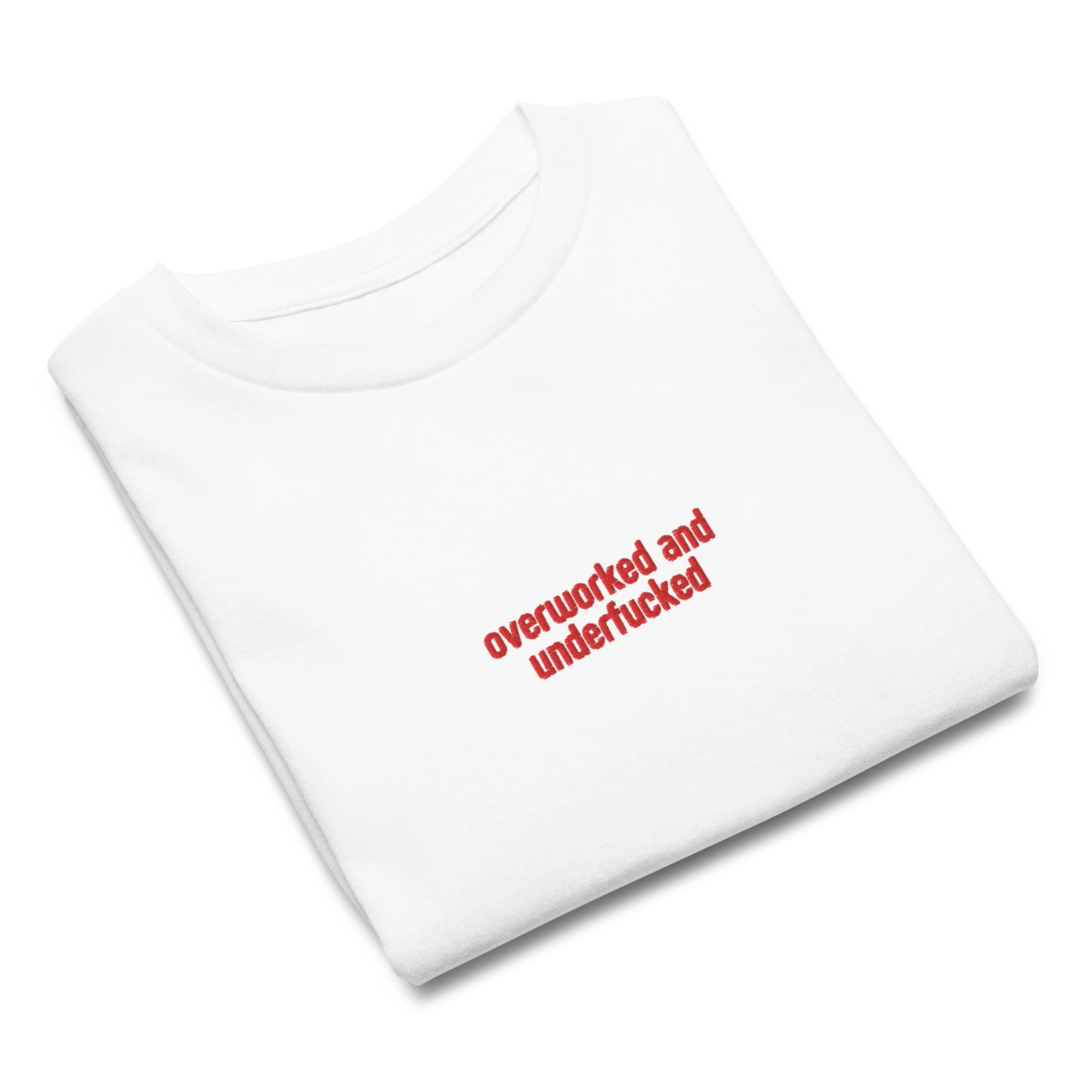Overworked and Underfucked Embroidered Baby Tee - Image 3