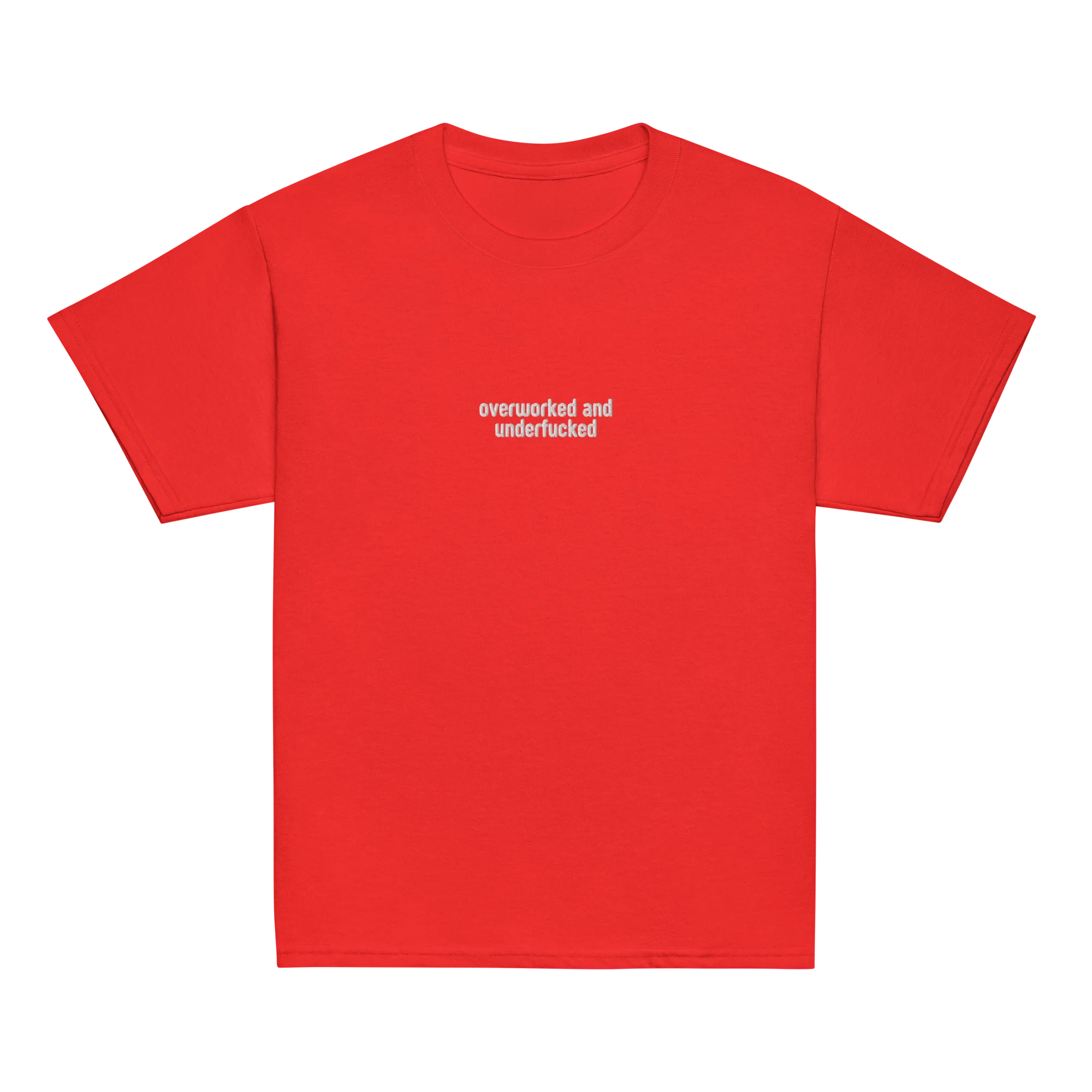 Overworked and Underfucked Embroidered Baby Tee - Image 5