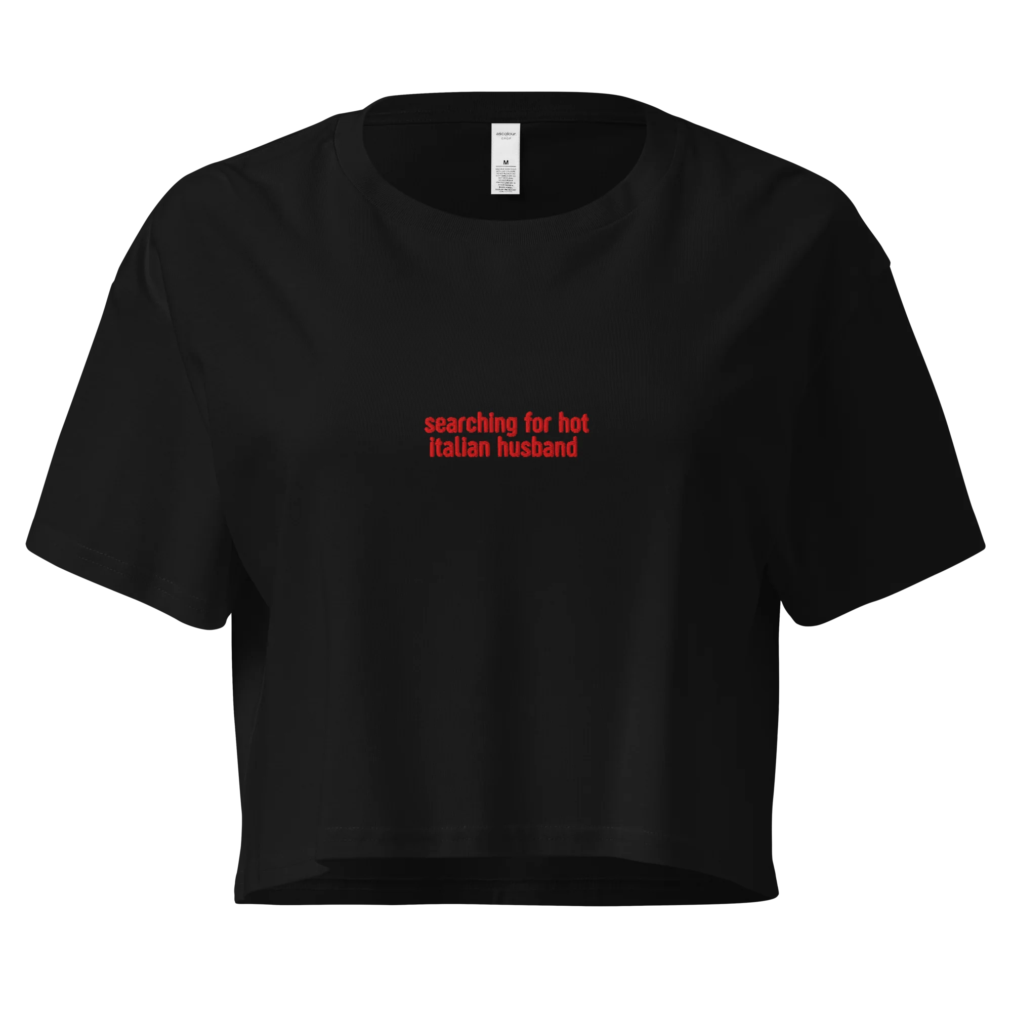 Searching Hot Italian Husband Embroidered Crop Tee - Image 3