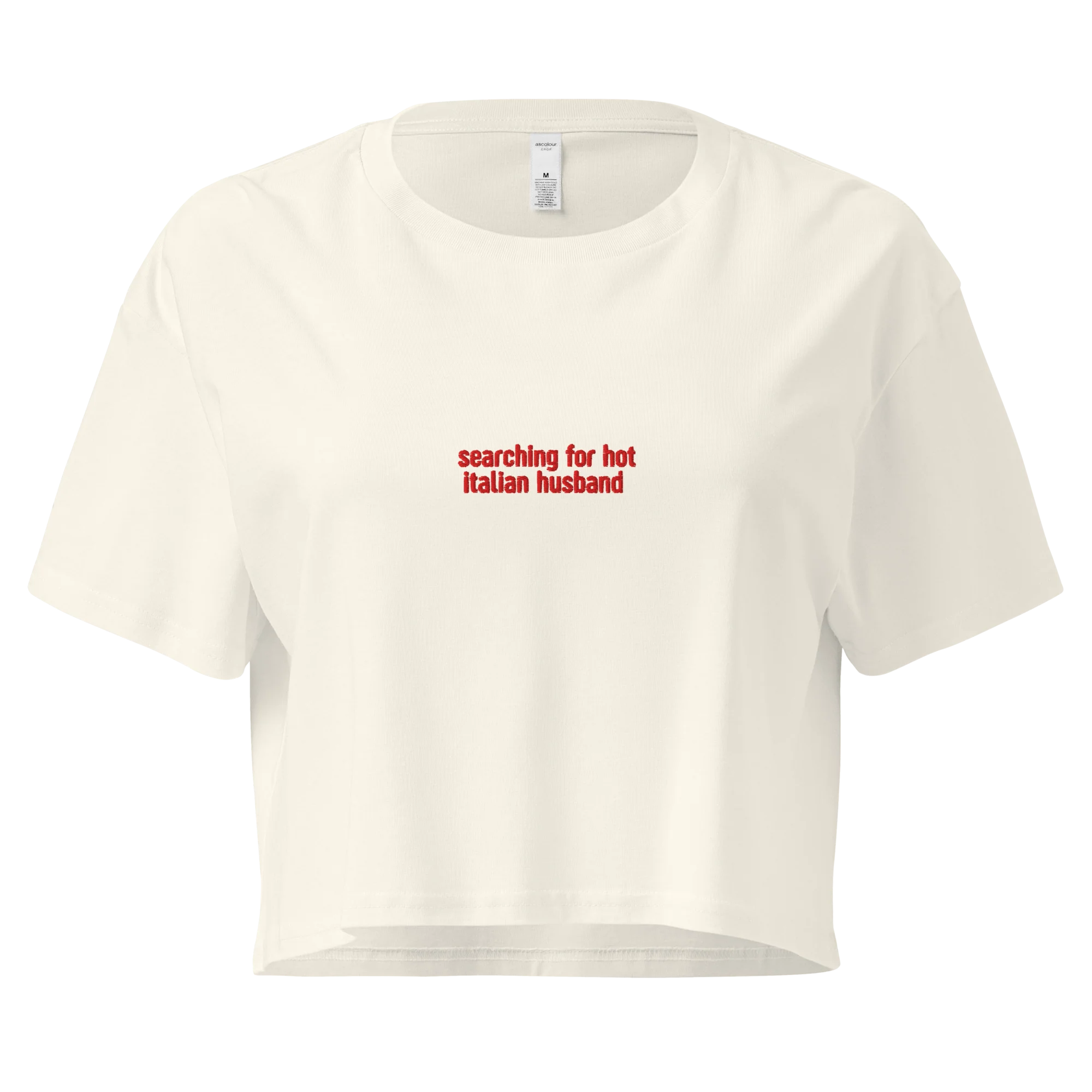 Searching Hot Italian Husband Embroidered Crop Tee - Image 7