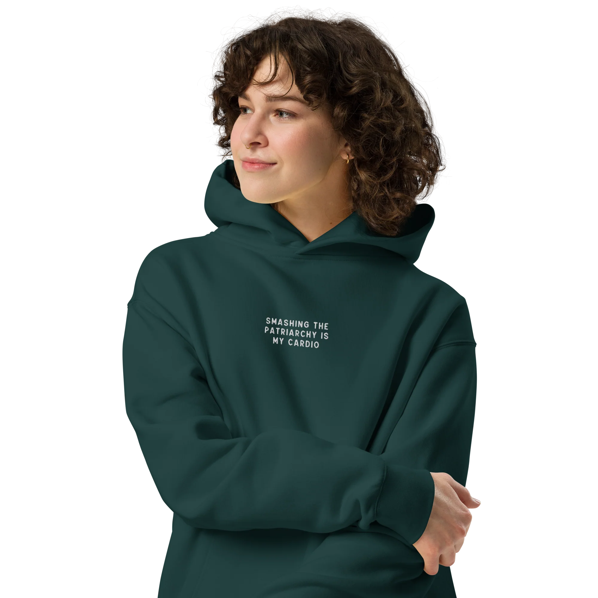 Smashing Patriarchy Cardio Embroidered Premium Oversized Hoodie - Image 2