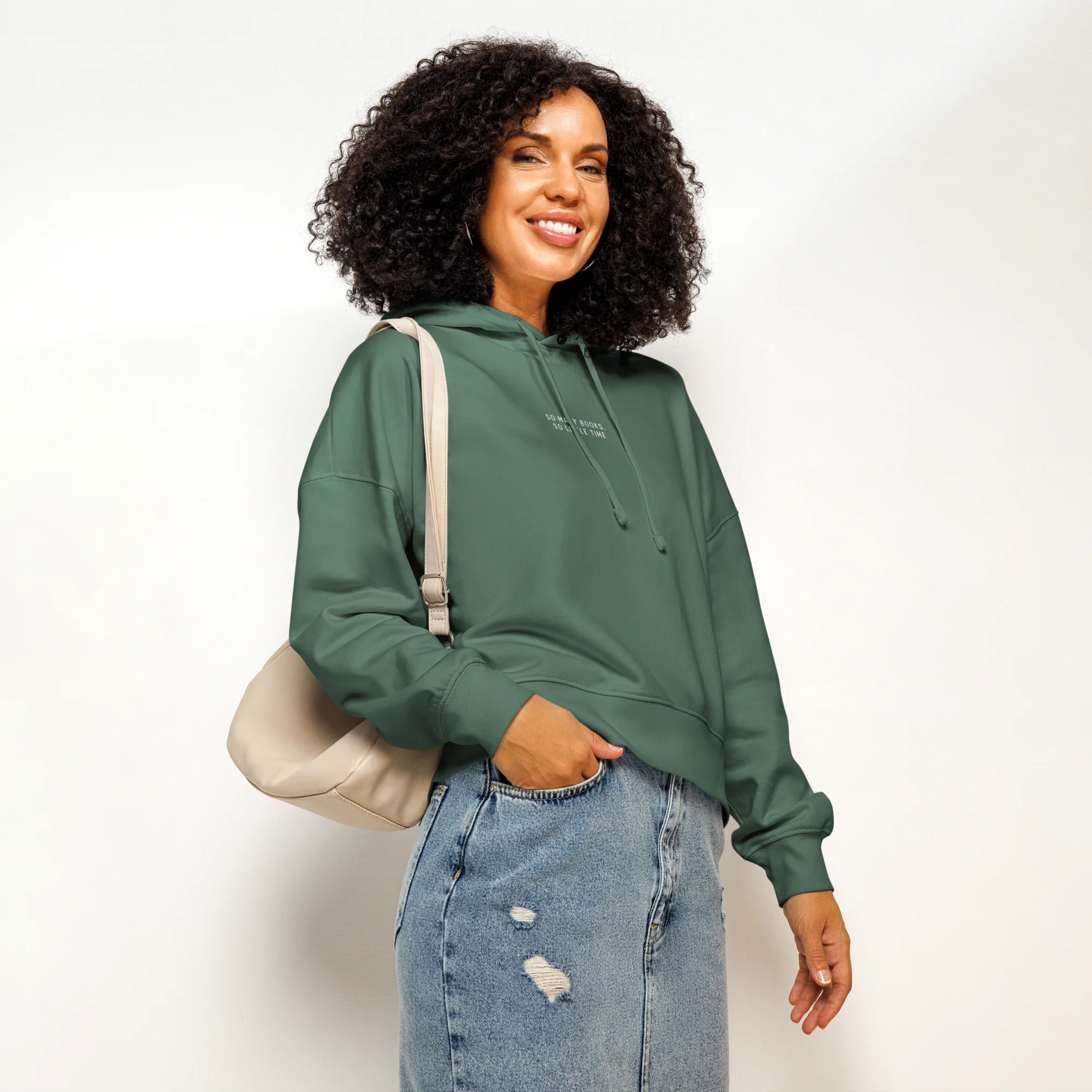 So Many Books, So Little Time Embroidered Women’s Organic Hoodie - Image 6