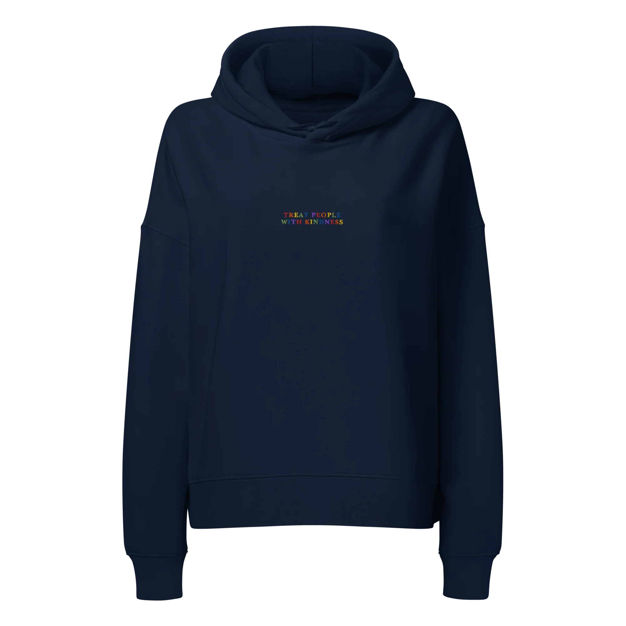 Treat People With Kindness Rainbow Embroidered Women’s Organic Hoodie - Image 7