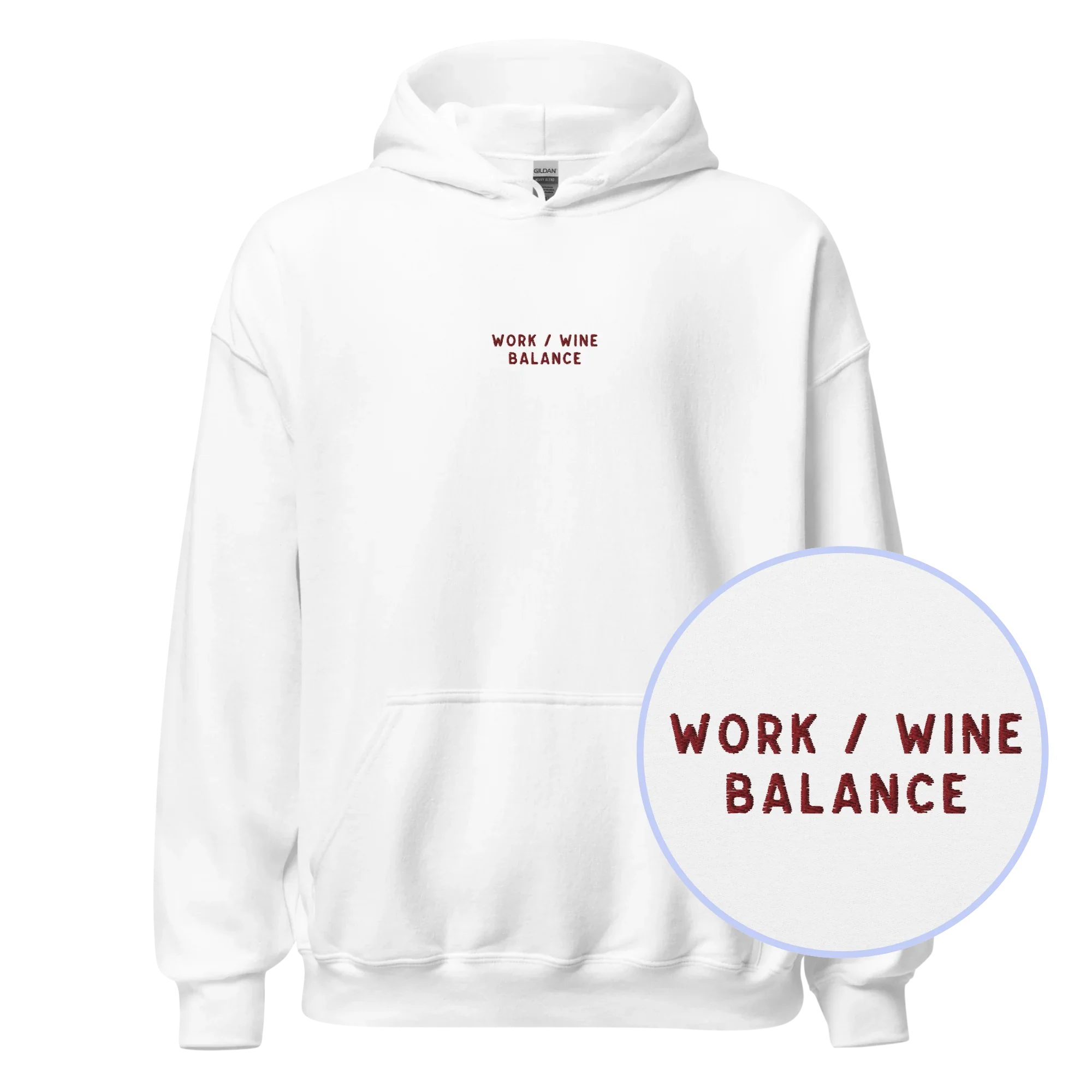 Work / Wine Balance Embroidered Hoodie