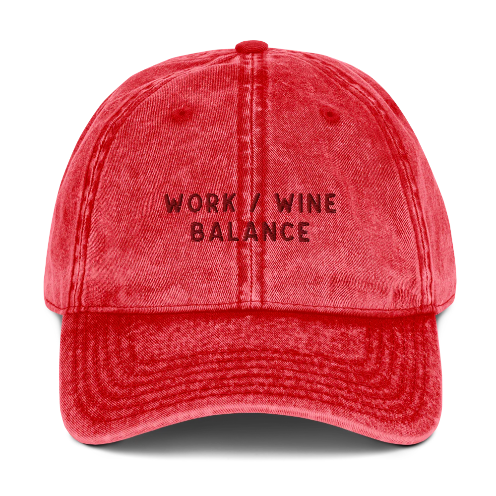 Work / Wine Balance Embroidered Vintage Cap - Image 3