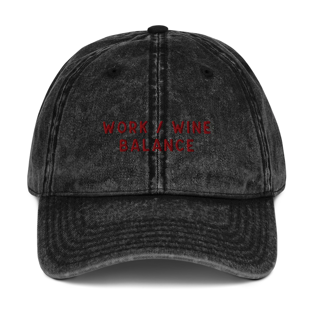Work / Wine Balance Embroidered Vintage Cap - Image 4