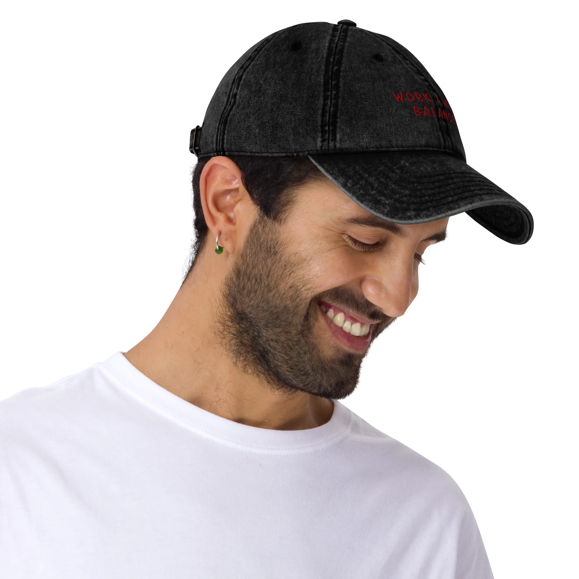 Work / Wine Balance Embroidered Vintage Cap - Image 5