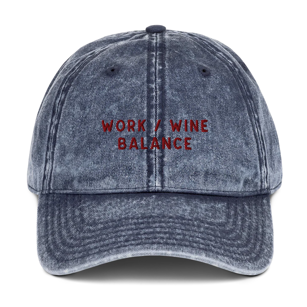 Work / Wine Balance Embroidered Vintage Cap - Image 7
