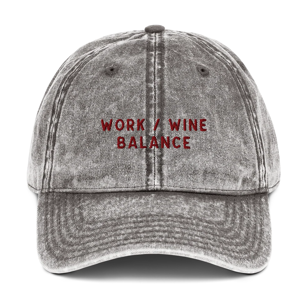 Work / Wine Balance Embroidered Vintage Cap - Image 8