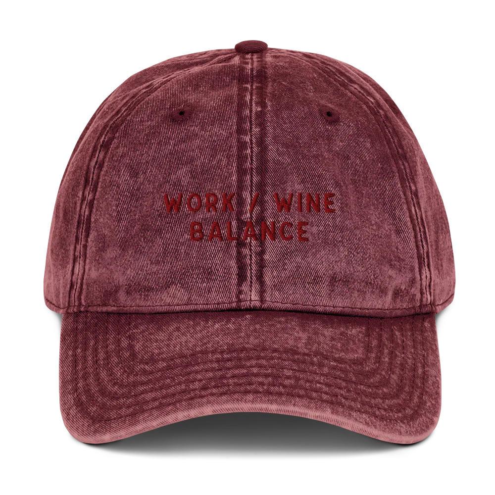 Work / Wine Balance Embroidered Vintage Cap - Image 9